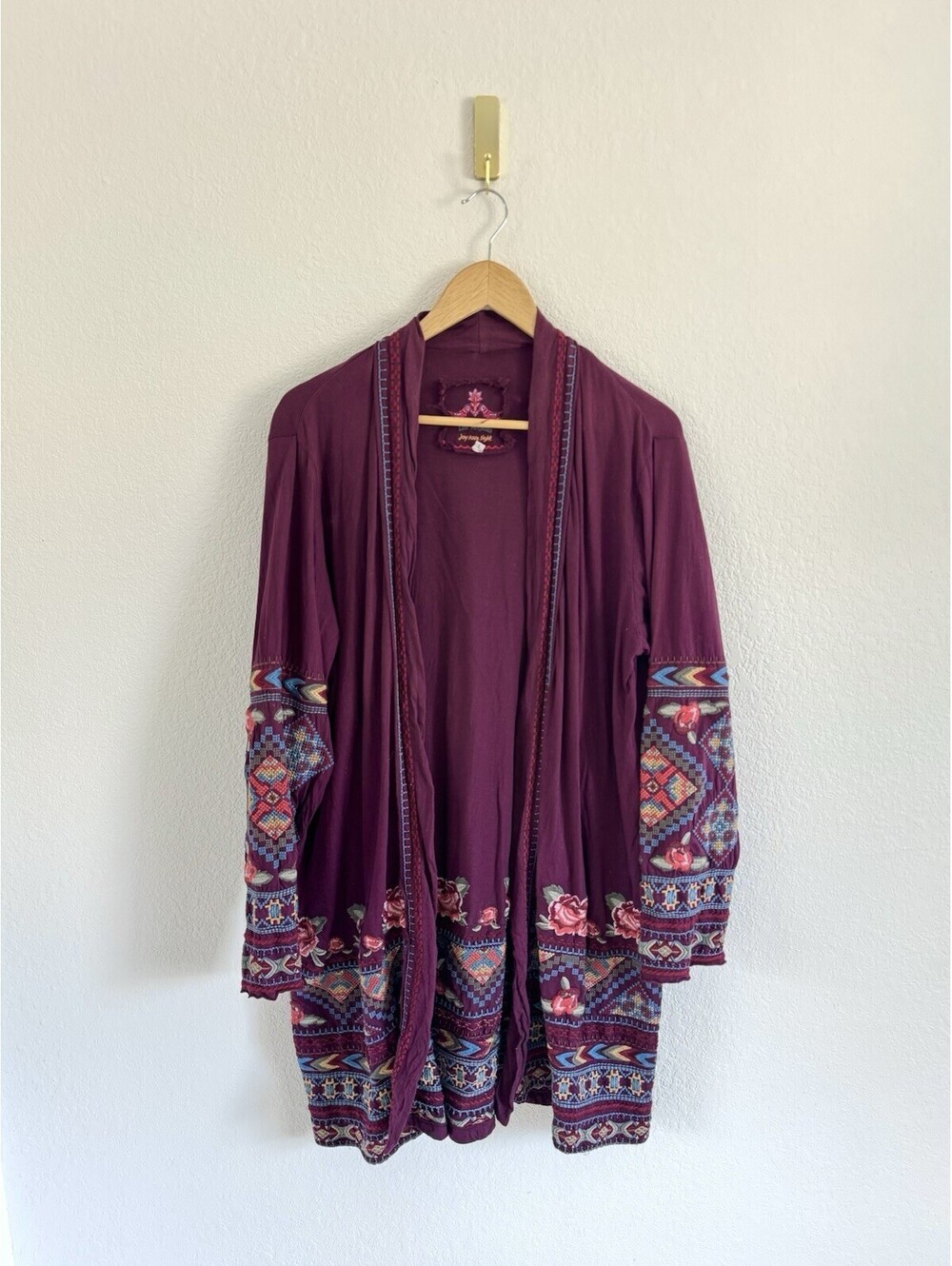Johnny Was Women’s Size Large Embroidered Floral Bohemain Print Cardigan